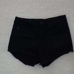 Kancan Black Jean Shorts with Raw Fringe Hem size 9/28